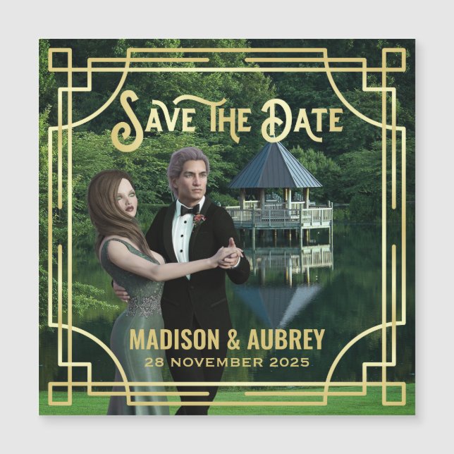 Art Deco Añadir tu foto elegante oro Guardar la fe (Anverso)