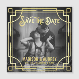 Art Deco Añadir tu foto elegante oro Guardar la fe