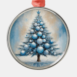 Art Deco Árbol de Navidad Azul Ornamentos Lujosos