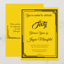 Art Deco Black en la invitación a la fiesta de cum