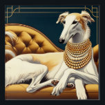 Art Deco Borzoi arte de pared acrílico<br><div class="desc">Perfecto para los amantes del Art Deco de Borzoi.</div>