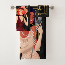 Art Deco de los años 20 Glam Ladies Gold Black