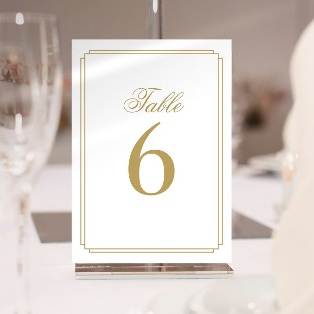 Art Deco Elegante Número de Mesa de Oro (Art Deco Elegant Gold Table Number)
