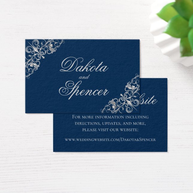 Art Deco Filigree | Sitio web Silver y Navy Blue (Escritorio)