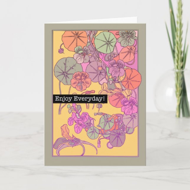 Art Deco Floral Disfruta De Tarjeta De Saludo Diar (Anverso)