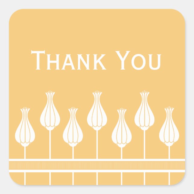 Art Deco Floral Gracias Pegatinas (Anverso)