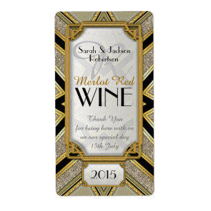 Art Deco Gold 2 Vintage Elegante Vino Etiquetas de