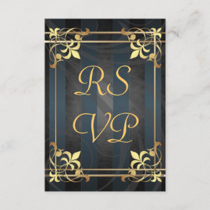 Art Deco Gold Filigree Black Rsvp