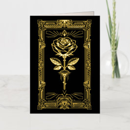 Art Deco Gold Foil Rose Valentine Card