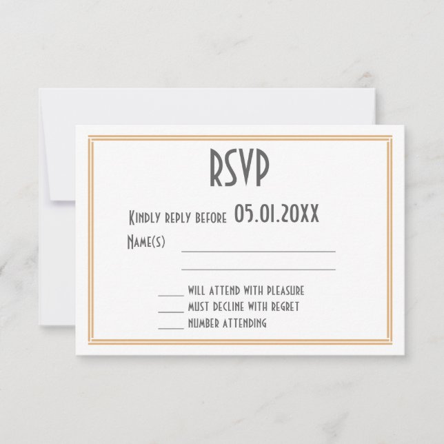 Art Deco Gran Gatsby Black Wedding RSVP (Anverso)