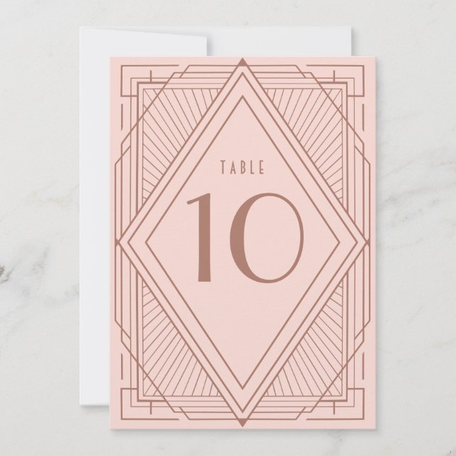 Art Decó Gris Rubor Rosa Rosa Número de mesa de or (Anverso)