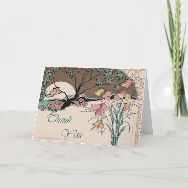 Art Deco Impresiones Amor Aves Gracias Tarjeta (Anverso)