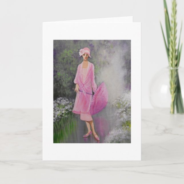 Art Déco, Lady con Parasol, tarjeta de notas (Anverso)