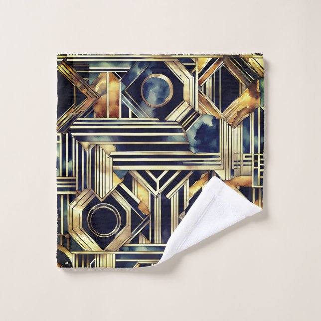 Art-deco marble Black and gold Jazzy Geometric  (Toallita)