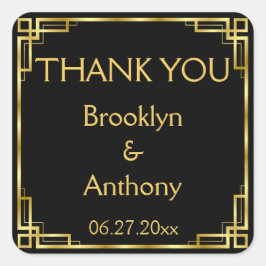 Art Deco Negro Y Oro Gracias Pegatinas De Boda
