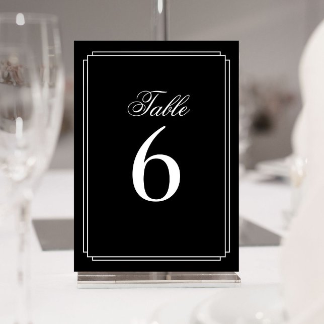 Art Deco Número De Mesa Blanco Y Negro (Art Deco Black And White Table Number)