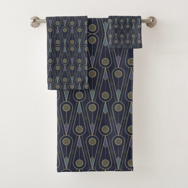 Art Deco pattern with geometric shapes in gold (In situ)
