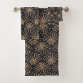 Art Deco pattern with gold floral motifs 