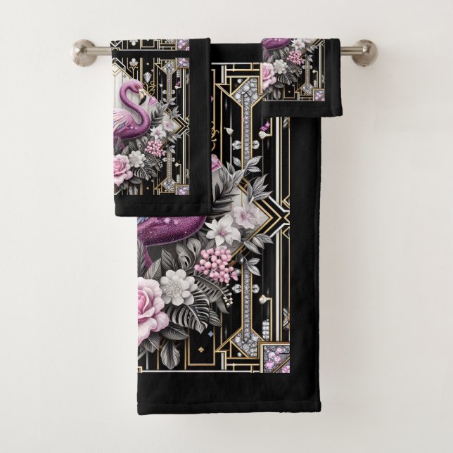 Art Deco Pink and Rainbow Flamingo  (In situ)