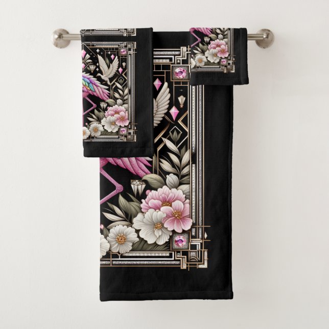 Art Deco Pink and Rainbow Flamingo  (In situ)