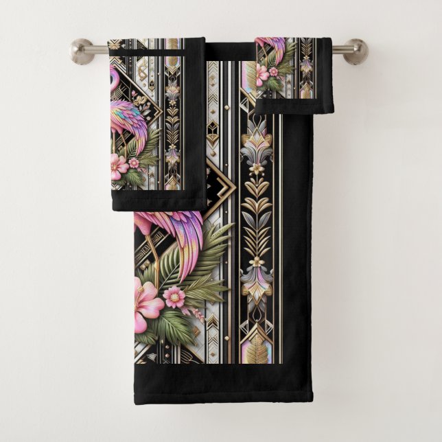 Art Deco Pink and Rainbow Flamingo  (In situ)