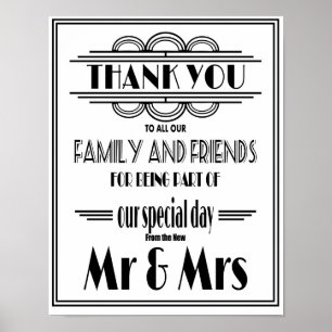 Art Deco Roaring 20 Gracias impresión boda