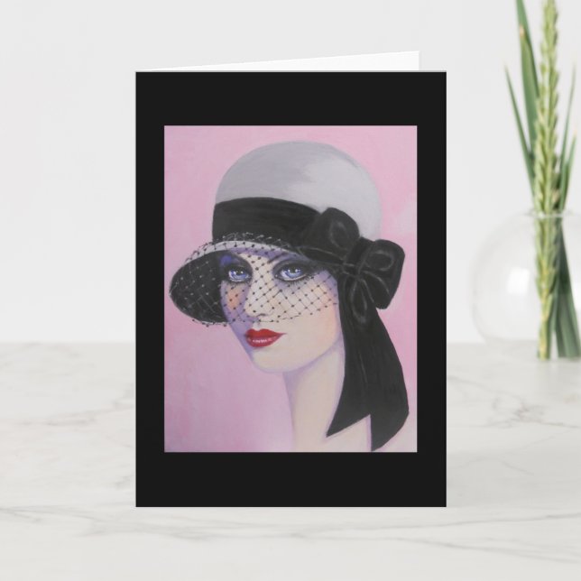 Art déco, señora de la elegancia, tarjeta de nota (Anverso)