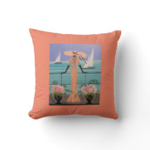 ART DÉCO, SEÑORA ON A BOAT, ALMOHADA