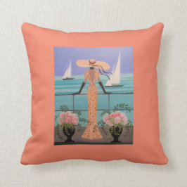 ART DÉCO, SEÑORA ON A BOAT, ALMOHADA