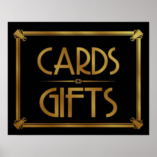 Art Deco Tarjetas y regalos impresión de mesa ORO (Frente)