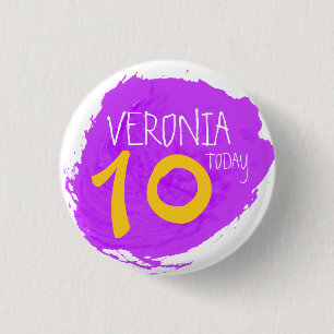 Art fiesta pintar el nombre morado botón 10 cumple
