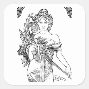 Art Nouveau Alphonse Mucha pegatina