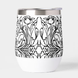 Art Nouveau amapola floral blanco negro elegante