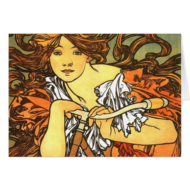 Art Nouveau Bicycle Mucha Art (Anverso (Horizontal))