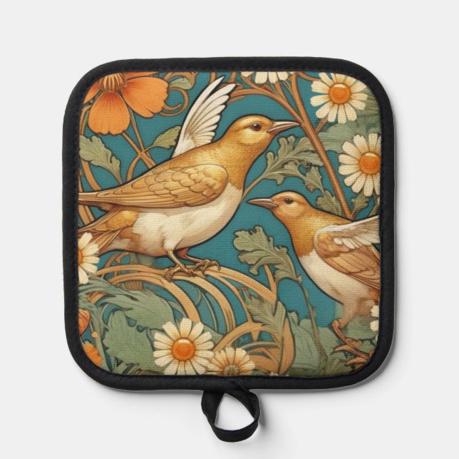 Art Nouveau Birds and Flowers Pot Holder (Anverso)