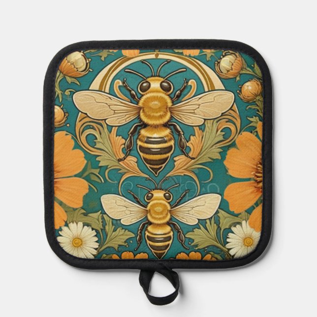 Art Nouveau Bumble Bee Pot Holder (Anverso)