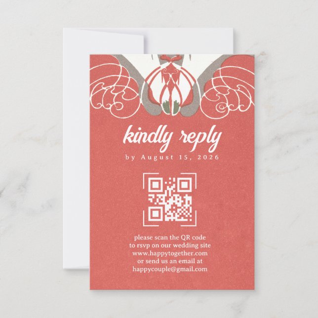 Art Nouveau Calla Lily Elegance QR RSVP (Anverso)