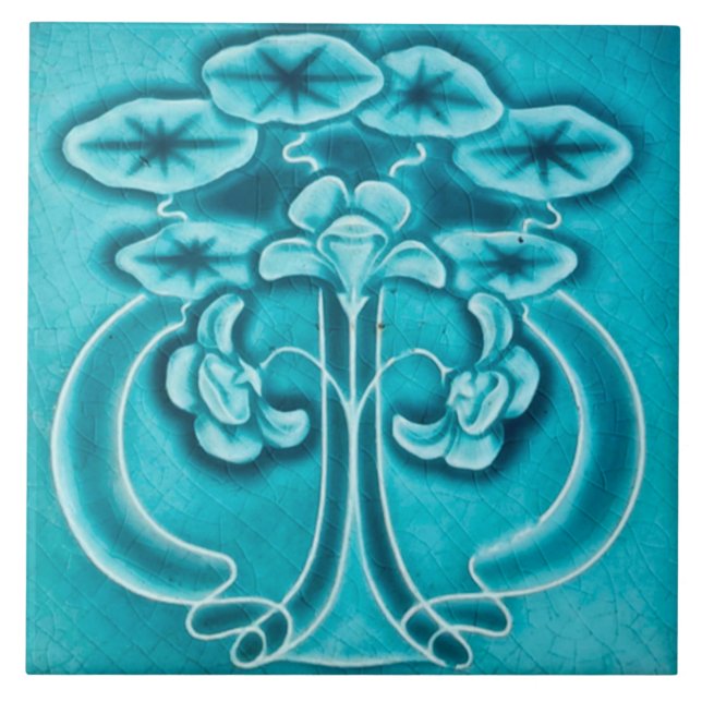 Art Nouveau Cerámica Chimenea Baldosa en pared (Frente)