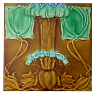 Art Nouveau Cerámica Chimenea Baldosa en pared