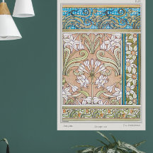Art Nouveau daffodil Verneui arte textil de flores