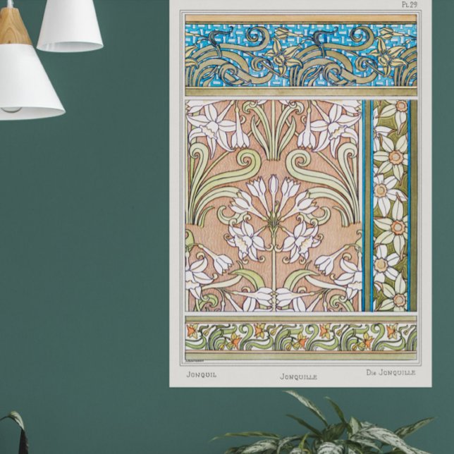 Art Nouveau daffodil Verneui arte textil de flores (Subido por el creador)