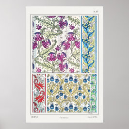 Art Nouveau flor de cardo floral arte textil