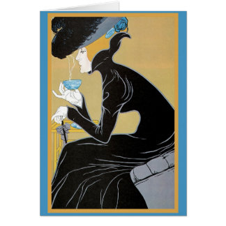 Art Nouveau Lady tomando té