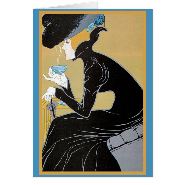 Art Nouveau Lady tomando té (Frente)