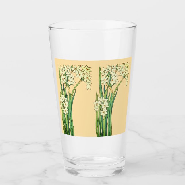Art Nouveau Narcissus Flowers Latte Mug (Anverso)
