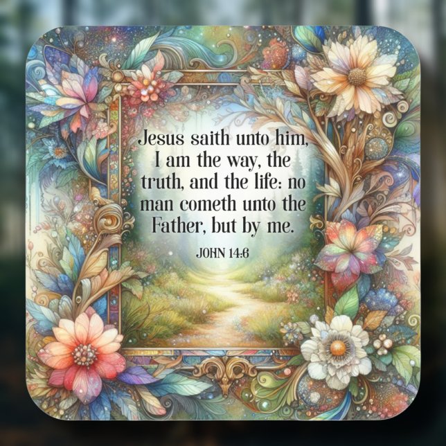 Art Nouveau Pegatina cristiano floral John 14:6 (Subido por el creador)