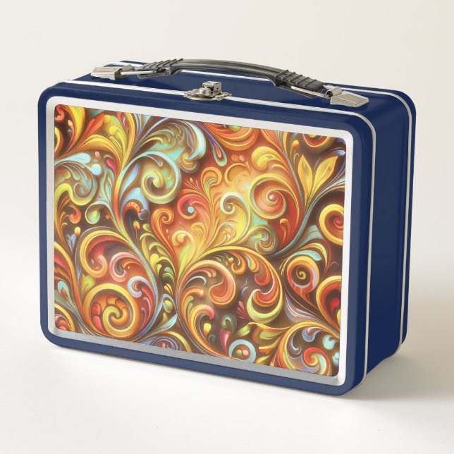 Art Nouveau: Radiant Baroque twirls Metal Lunchbox (Anverso)