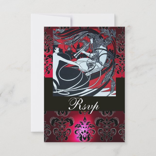 ART NOUVEAU RED BLACK GOLD DAMASK RSVP ,ruby (Anverso)