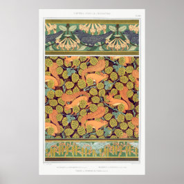 Art Nouveau squirrel floral otoño arte textil