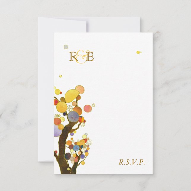 Art Nouveau Trees Casual Outdoor Wedding RSVP (Anverso)